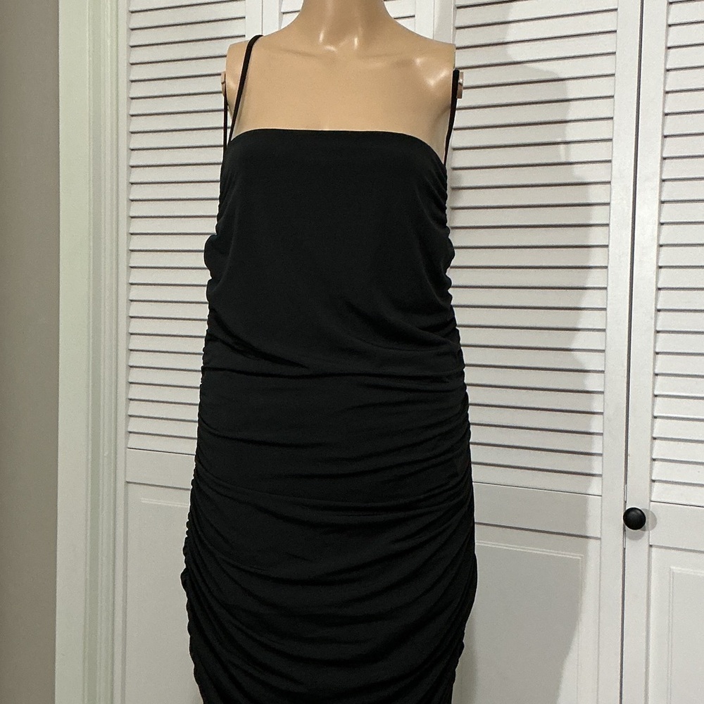 Abercrombie & Fitch Black Strapless Ruched Maxi Dress